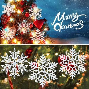20 stuks sneeuwvlokken kerstboomdecoratie, kerstboomversiering, sneeuwvlokken, witte sneeuwvlokken, kerstboomversiering, hangende ornamenten voor kerstdecoratie