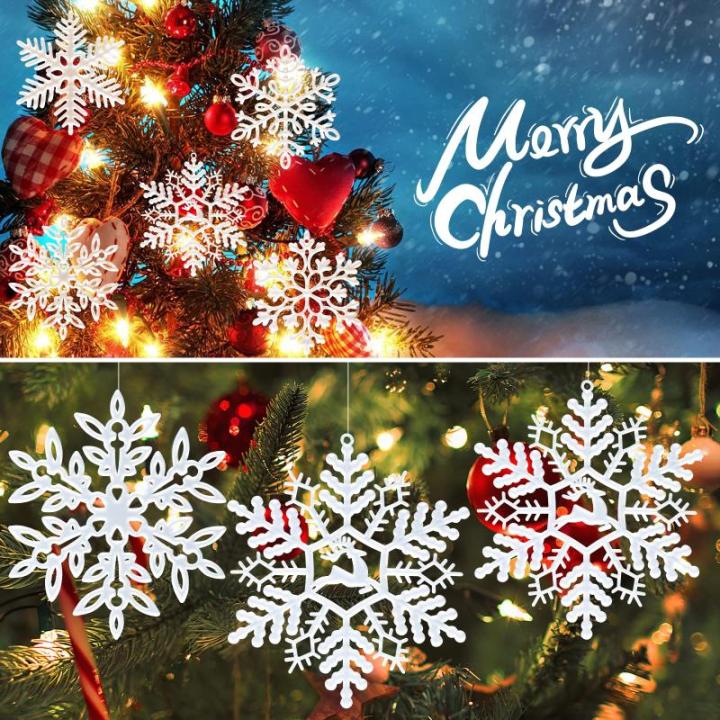 20 stuks sneeuwvlokken kerstboomdecoratie, kerstboomversiering, sneeuwvlokken, witte sneeuwvlokken, kerstboomversiering, hangende ornamenten voor kerstdecoratie