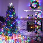 Kerstverlichting kerstboom 20 m 200 LED kerstverlichting buiten/ op stroom, warmwit en kleurrijk lichtsnoer, 11 modi, timer en geheugenfunctie, groene kabel, kerstdecoratie
