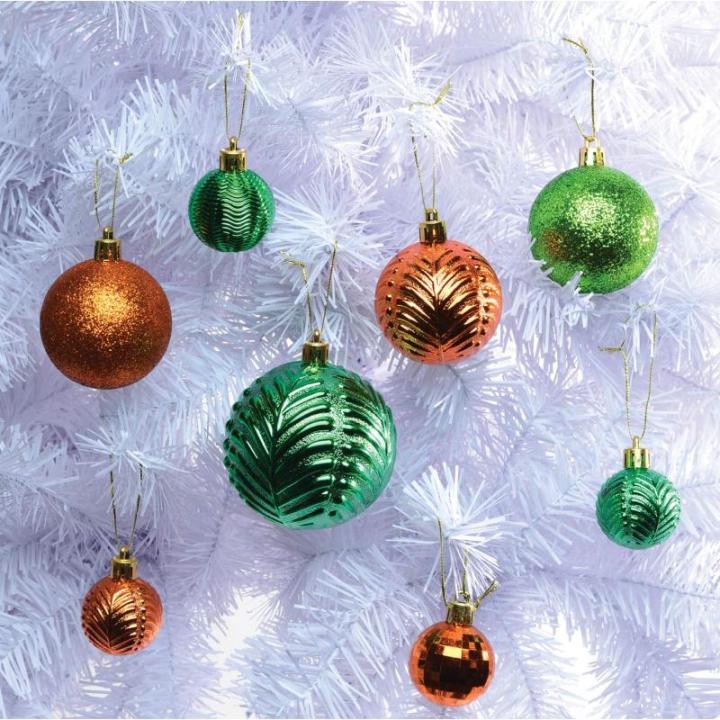 koperoranje kerstbalornamenten voor kerstversiering - 36 stuks kerstboom onbreekbare ornamenten met ophanglus voor vakantie- en feestdecoratie (combo van 6 stijlen in 3 maten)