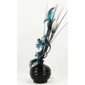 Kunstbloemen in pot decoratie woning moderne decoratie woonkamer, cadeau, klein 32cm, turquoise