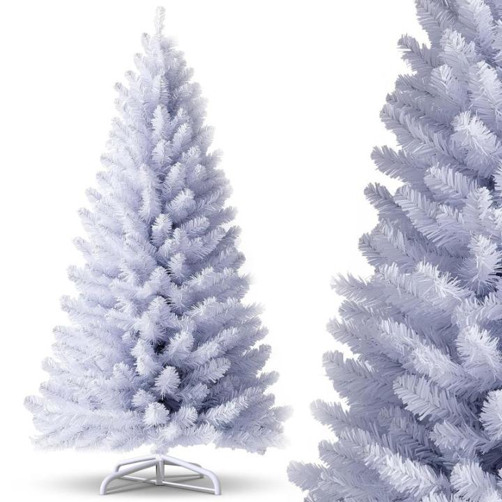 Kunstkerstboom, 210 cm, kunstdennenboom, pvc met metalen standaard, premium Nordmann-spar, moeilijk ontvlambare kerstboom voor kerstdecoratie, herbruikbaar, witte dennenboom, kunst