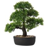 Kunstbonsai Natuurgetrouwe kunstplant, kunstboom, bonsai, ceder, grenen, podocarpus, plastic plant, kunstplant met keramische pot in zwart, voor badkamerdecoratie, desktop, kantoor