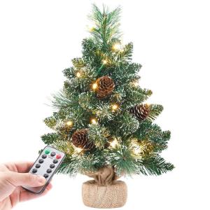 Mini Kerstboom met LED Verlichting, 70 cm, Dennenboom met Sterpiek en Echte Dennenappels, Voor Kerstdecoratie, Advent (70 cm met Afstandsbediening)