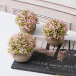 Plastic kunstmatige potplanten Baby's Tear decoratieve bloem voor thuis/kantoor decoratie roze, 3 stuks