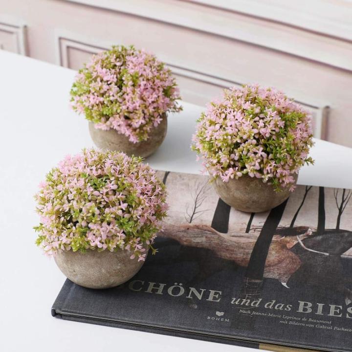 Plastic kunstmatige potplanten Baby's Tear decoratieve bloem voor thuis/kantoor decoratie roze, 3 stuks