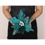 Große Weihnachtsblumen, 30cm, 6 Stück, künstliche Weihnachts Blumen Samt, Weihnachtsbaum Blumen Ornamente, gefaltet, für Weihnachtsdekoration, Neujahr,Hochzeit ﻿ (Schwarzgrü