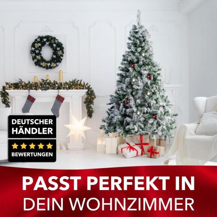 Claus Premium kunstkerstboom, 180 cm, hoogwaardige kunstkerstboom met metalen standaard, natuurgetrouwe sneeuwlook