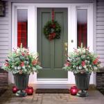 Prelit Planter Bushes Christmas, Prelit Pot Fillers, Pre-Lit Artificial Christmas Tree Feel Real Urn Filler, Holiday Planter, Faux Holiday Planter Filler with Lights, Tree Urn Fill