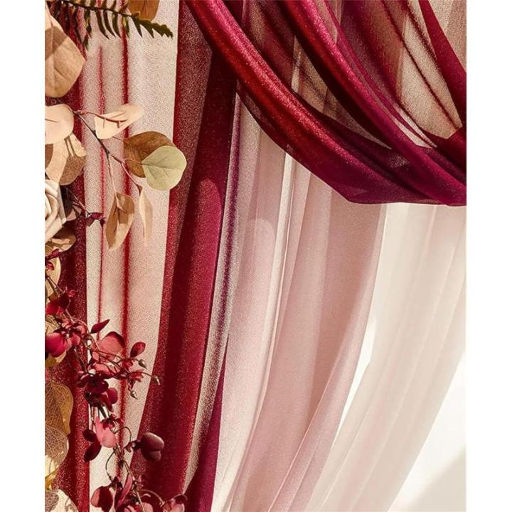 Künstliche Hochzeitsbogen-Blumen (5er-Pack) mit 2 Blumengirlanden und 3 durchscheinenden Gaze-Drapierstoffen für Hochzeit, Party, Kaminsims, Tischläufer, Heimdekoration, 10