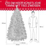 Abin H210 Kunstkerstboom, met 1150 takken en houten standaard, buigbaar, 439 PE spuitgietwerk en 711 pvc-naalden, moeilijk ontvlambaar, opvouwbare dennenboom voor eenvoudige montag