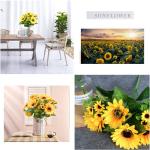 2 trossen kunstzonnebloem boeket, nep zijden zonnebloem bloemen, realistische planten voor huwelijksfeest, jubileum, thuiskantoor, tafeldecoratie (kort)
