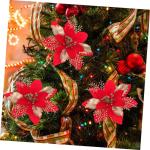 6 Stück Seidentuch Weihnachtsbaumdekoration Rote Ornamente Weihnachtsdekoration PVC Weihnachtsblumenkopf