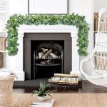 2 stuks kunstmatige eucalyptus slingers, slingers, slinger met groene bladeren, witte bloemen, slinger, kunstplant, hangplant voor achtergrond, bruiloft, decoratie, tafelloper, mid