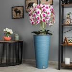 Künstliche Orchidee Kaskaden Blumenstrauß Creme und Rosa im Topf Blau H 110 cm Heimbüro Dekoration, Kunstpflanze Orchidee, Kunstblume, Künstliche Orchidee im Topf