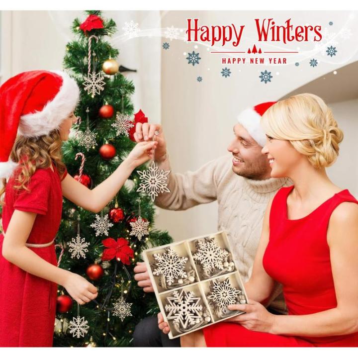 20 Kerstversiering hout,7,5cm sneeuwvlokken houten hanger,5 designs kerstboomversiering hout,onafgewerkte houten kerstversiering,vintage kerstboomversiering met henneptouw en bewee