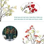 Künstliche Beerenzweige mit langem Stiel, 60 cm, grüne Beerenstiele, künstlicher Beerenstrauß für Tischdekoration, Vase, Heimdekoration, Weihnachtsdekoration, 4 Stück