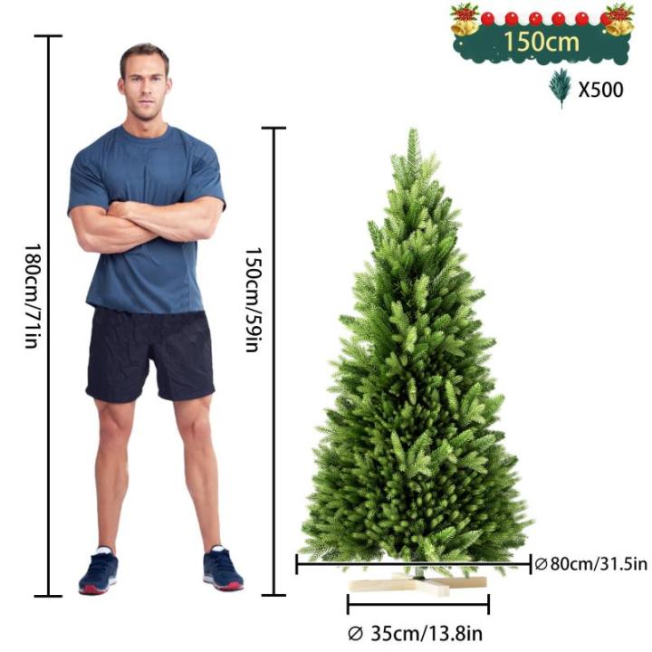 Kunstkerstboom 150 cm premium dennenboom kunstgroen PVC, levensechte spuitgietelementen, edelspar snel op te bouwen, brandbaar, incl. kerstboomstandaard (1,5 m)