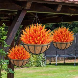 Kunstbloemen, 6 bundels voor buiten, met bloemen, uv-bestendig kunststof, herfstplanten voor tuin, raam, veranda, balkonplanten, herfstdecoratie