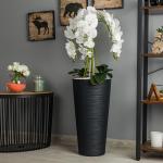 Künstliche Orchidee Kaskaden Blumenstrauß Weiß im Topf Anthrazit H 110 cm Heimbüro Dekoration, Kunstpflanze Orchidee, Kunstblume, Künstliche Orchidee im Topf