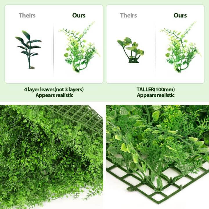 12 stuks kunstmatige plantenwand kunstheg, inkijkbescherming 60 x 40 cm, klimopplanten, kunsthangend, groene inkijkbescherming voor binnendecoratie, tuinbegroening, scenlayout
