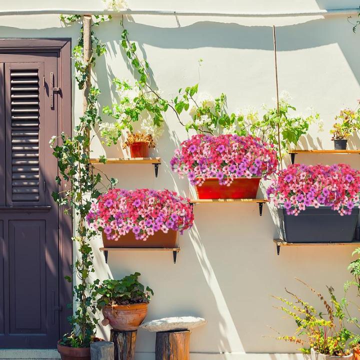 9 stuks voor buiten, 3 kleuren, UV-bestendige , weerbestendig, boeket, bloemboeket, bloemenarrangement voor tuin, balkon, raam, huis, feestdecoratie