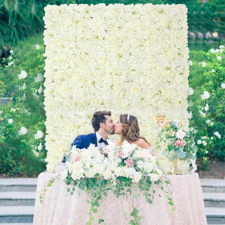 Blumen Wand Hintergrund Rosen Weiß: 3D Floral Panels Künstliche Hochzeit Dekorationen Girlande 1,5 m x 1,1 m für Party Braut Babyparty Hintergrund 12 Packungen