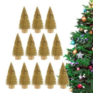 12 Stück Weihnachtsbaum aus Sisal Seidenzeder Miniatur Kiefer Flaschenbürstenbäume künstlicher mattierter Sisal-Weihnachtsbaum für die Weihnachtsdekoration,Tischdekoration