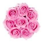 Rozenbox rond, 8 rozen, stevige bloemenbox, zwart, 10 jaar houdbaar, cadeau-idee, decoratieve bloemenbox, roze, 17 x 17 x 17 cm