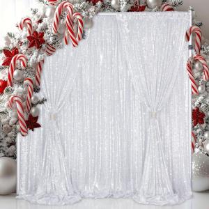 Silberne Pailletten-Hintergrundvorhänge, Party: 1,2 x 2,4 m, Pailletten-Vorhang für Hintergrund, silberne Vorhänge für Abschlussball, Party, Hochzeit, Weihnachten, Fotografie-D