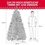 Onin, kunstkerstboom met kunstsneeuwcoating op punten, met 1250 takken en houten standaard, inclusief 85 PE-spuitgietwerk en 1165 pvc-punten, inklapsysteem (H210 cm)