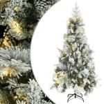Weihnachtsbaum mit Beleuchtung Schnee und Zapfen 225 cm PVC&PE Christbaum Dekobaum Kunstbaum mit Ständer Tannenbaum Weihnachten Künstlicher Weihnachtsbaum für Weihnachtsdeko