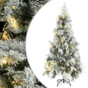 Weihnachtsbaum mit Beleuchtung Schnee und Zapfen 225 cm PVC&PE Christbaum Dekobaum Kunstbaum mit Ständer Tannenbaum Weihnachten Künstlicher Weihnachtsbaum für Weihnachtsdeko