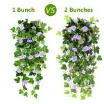 2 stuks kunstmatige blauweregen wijnstok kunstmatige hangende bloemen nepplanten voor tuin hek balkon buiten binnen decoratie (blauw bloemgroen, 90 cm)