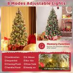 150/195 cm Künstlicher Weihnachtsbaum mit 200/420 LED-Lichtern und 8 Beleuchtungsmodi, Kunstbaum mit roten Ananas & Beeren, Christbaum mit Metallständer für Weihnachten (195 cm)