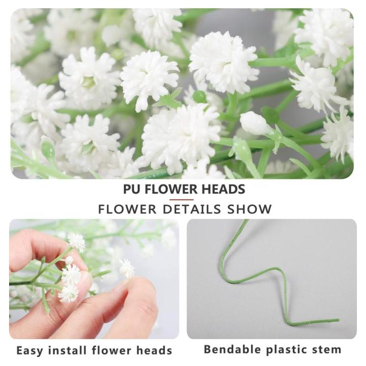 , 53 cm, gypsophila, echte aanraking, boeketten voor bruiloft of thuis DIY doe-het-zelf decoratie, 24 stuks