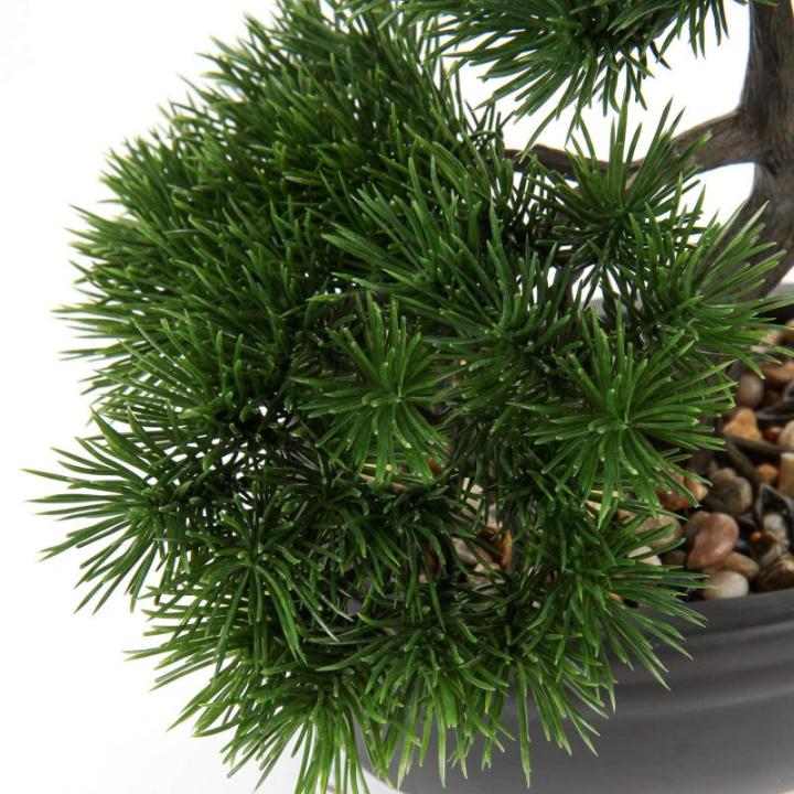 Kunstbonsai Natuurgetrouwe kunstplant, kunstboom, bonsai, ceder, grenen, podocarpus, plastic plant, kunstplant met keramische pot in zwart, voor badkamerdecoratie, desktop, kantoor