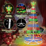 Kerstboom, metalen kegelvorm, 156 leds, lichtboom, 8 modi, timer, waterdicht, kerstverlichting, buitenverlichting, kerstverlichting voor tuin, balkon, kerstdecoratie buiten, vierkl