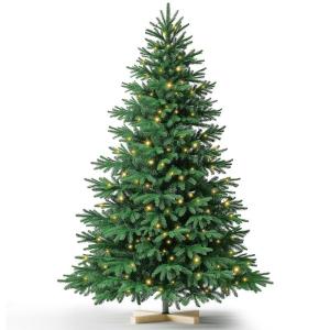 Kuro sagol Künstlicher Weihnachtsbaum Tannenbaum 210cm, Ø 110cm, 1150 Spitzen, schwer entflammbar, realistischer Christbaum Tanne mit Ständer, Schnellaufbau Klapp-Schirmsystem