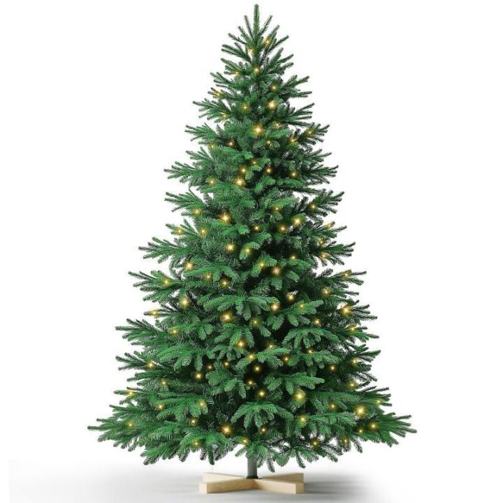Kuro sagol Künstlicher Weihnachtsbaum Tannenbaum 210cm, Ø 110cm, 1150 Spitzen, schwer entflammbar, realistischer Christbaum Tanne mit Ständer, Schnellaufbau Klapp-Schirmsystem