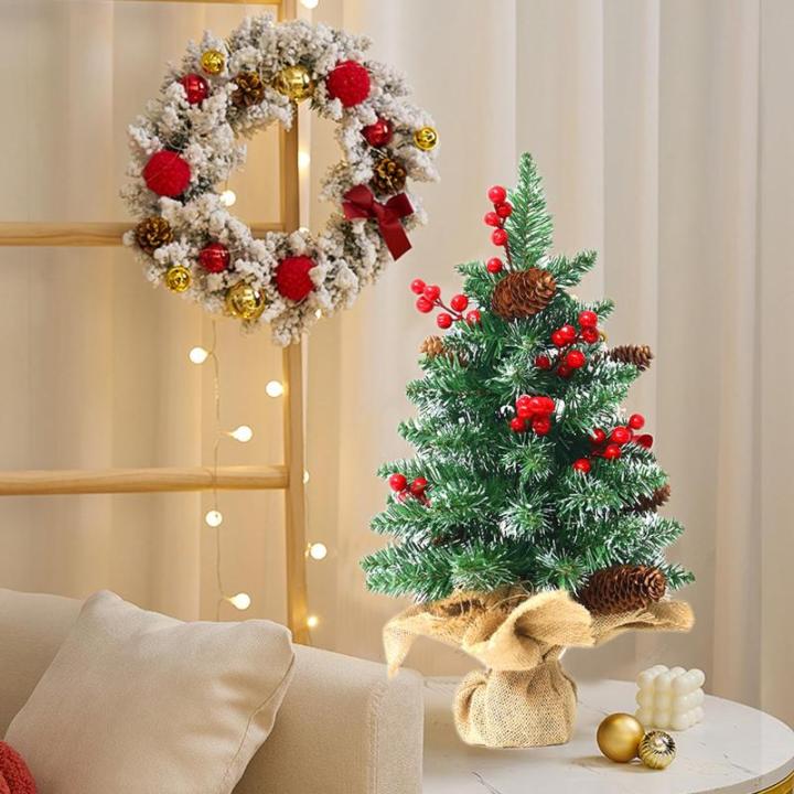 Kerstboom met verlichting, 45 cm, houten lichtketting, kerstboom, mini-kerstboom, kunstkerstboom, kerstdecoratie, tafel, kerstboom, kerstcadeaus