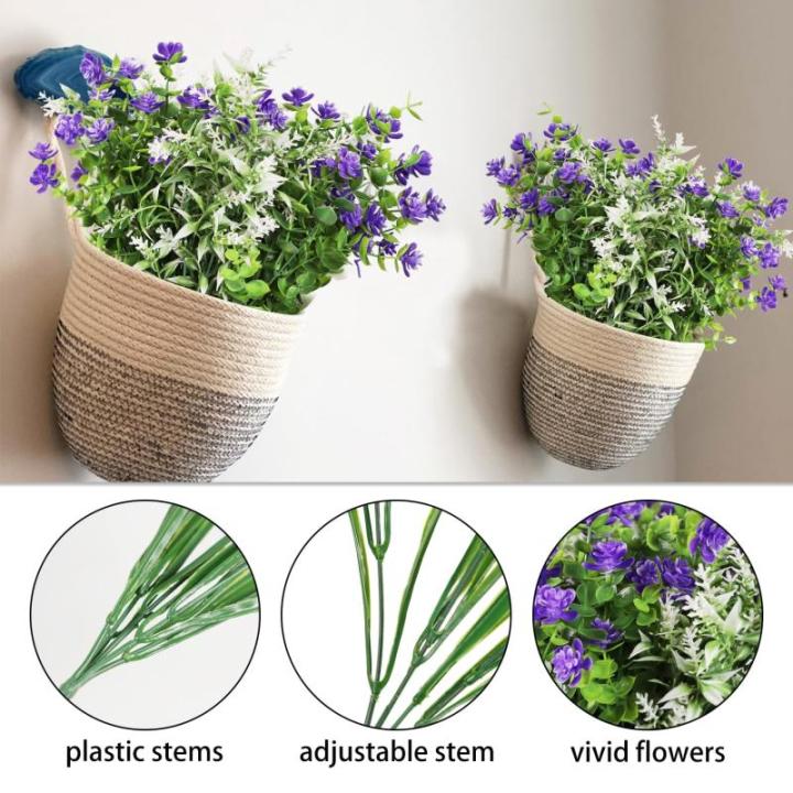 6Pcs Nep Planten Outdoor Plastic UV Bestand Kunstplanten Faux Bloem Planten Bulk Voor Indoor Outdoor Opknoping Planter Tuin Venster Doos Thuis Bruiloft Decor