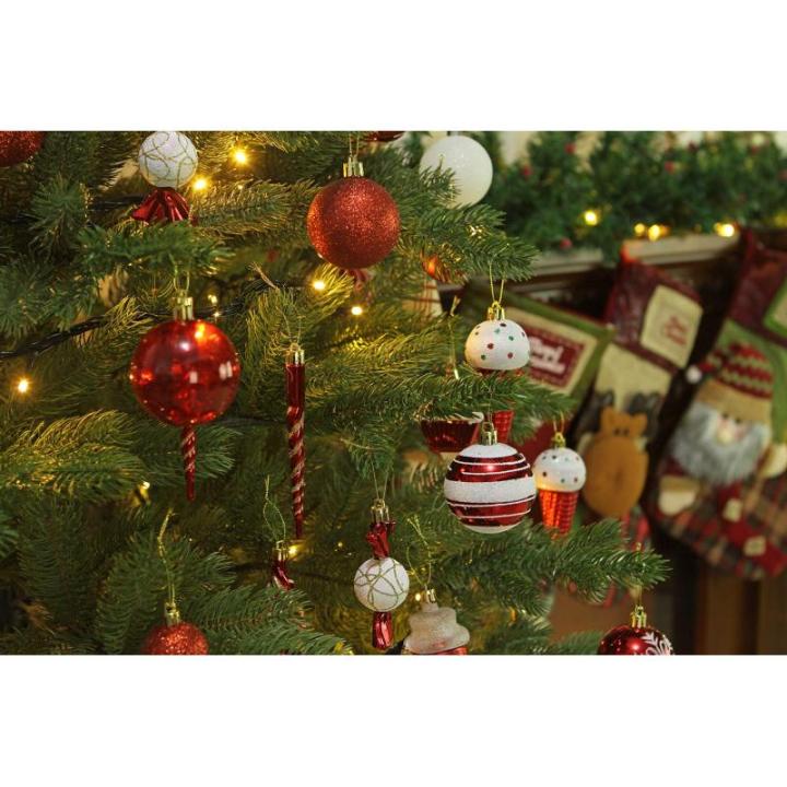 80-pack geassorteerde onbreekbare kerstbalversieringen set decoratieve Hangers met herbruikbaar handgeschenkpakket voor kerstboom