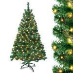 Kunstkerstboom met verlichting, led-dennenboom met metalen standaard, 250 lampen, pvc-kerstboom voor kerstdecoratie (180 cm)