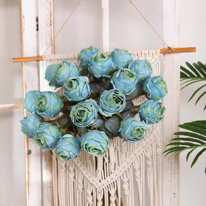 10 stuks kunstmatige rozen, blauw, 50 cm hoog, enkele roos, lange steel, namaakbloem, zijden bloesem, roos, realistische bloem voor tafel, kantoor, feest, bruiloft, woondecoratie (