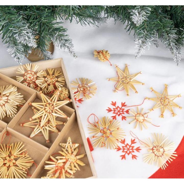 40 stuks strosterren hangers, grote strosterren, kerstboomversiering, stroornamenten, kerstboom, top, ster, vakantie, hanger voor Kerstmis, thuis, feestdecoratie