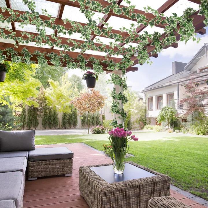 3 stuks kunstgroene klimop, 200 cm, geurloze zijden klimop, slinger met groene bladeren, namaakhangplant, decoratie voor muur, raam, bruiloftsfeest, binnen en buiten