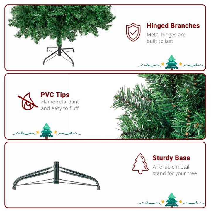 6 Fuß hoher künstlicher Weihnachtsbaum, unbeleuchtet, künstlicher Weihnachtsbaum mit Scharnier, 550 Zweigspitzen und faltbarem Metallständer, Weihnachtsweihnachtsbaum für Zuha