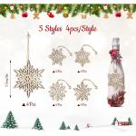 20 Kerstversiering hout,7,5cm sneeuwvlokken houten hanger,5 designs kerstboomversiering hout,onafgewerkte houten kerstversiering,vintage kerstboomversiering met henneptouw en bewee