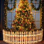 Witte kunststof omheining, 24 stuks, kerstboomomheining, grens van kunststof, kerstboomomheining voor kinderen, wit, kunststof, lattenhek, decoratie, voor Kerstmis, bruiloft, feest